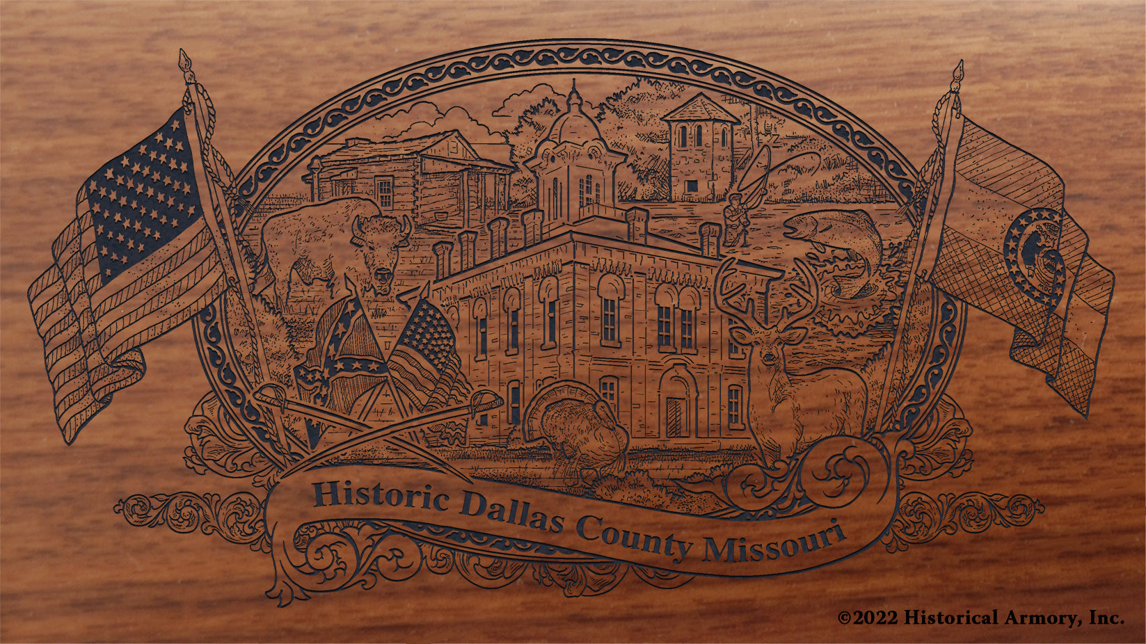 Dallas County Missouri Engraved Rifle Buttstock