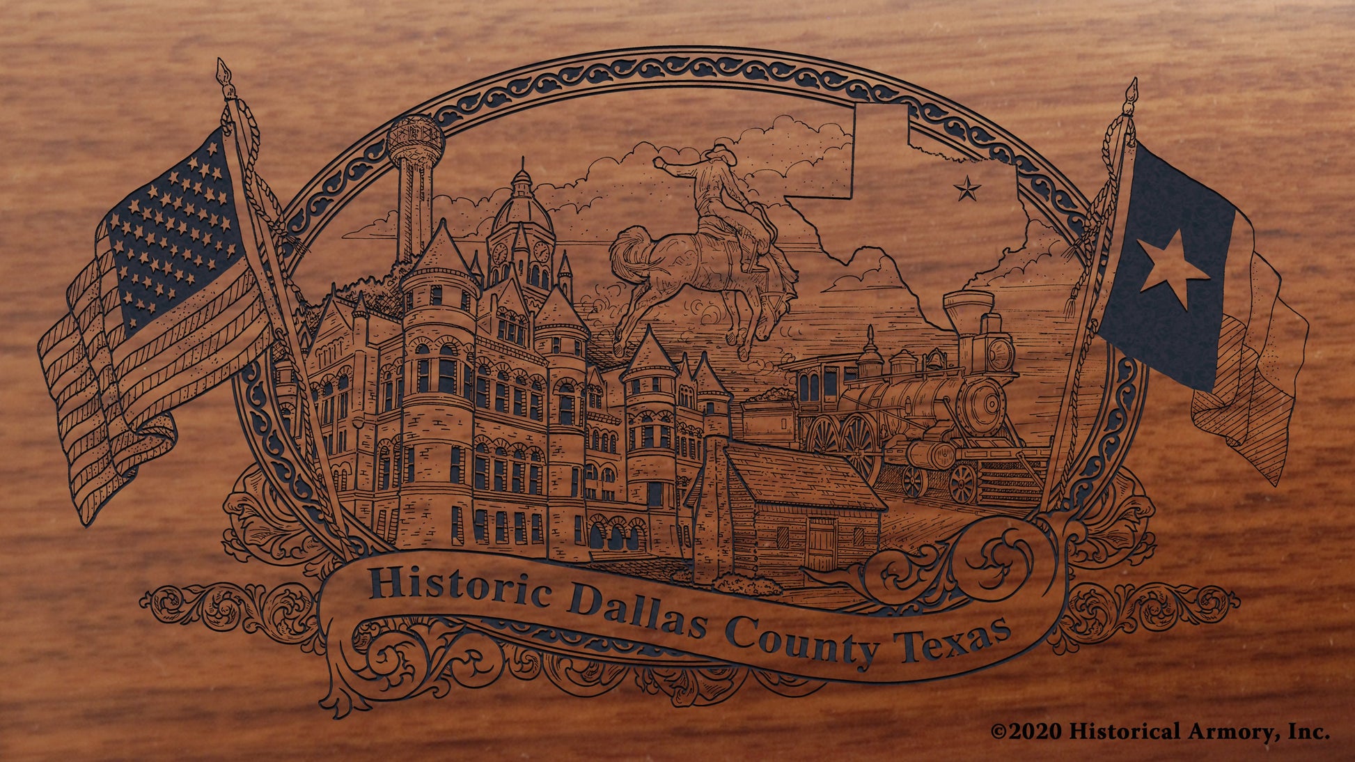 Dallas County Texas Engraved Rifle Buttstock