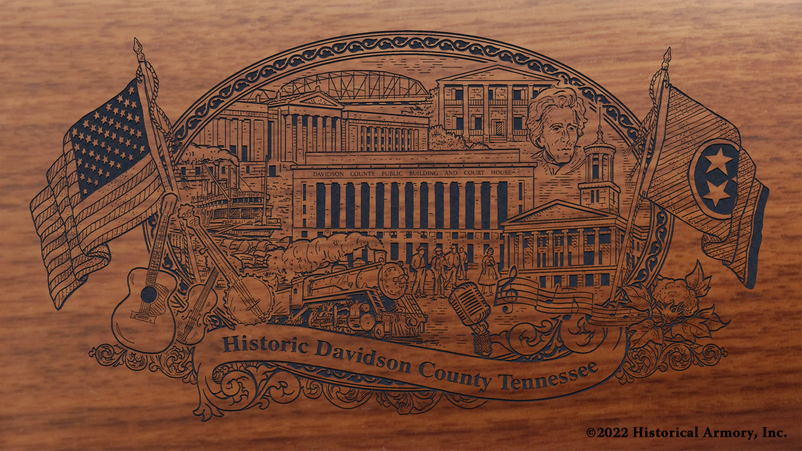 Davidson County Tennessee Engraved Rifle Buttstock