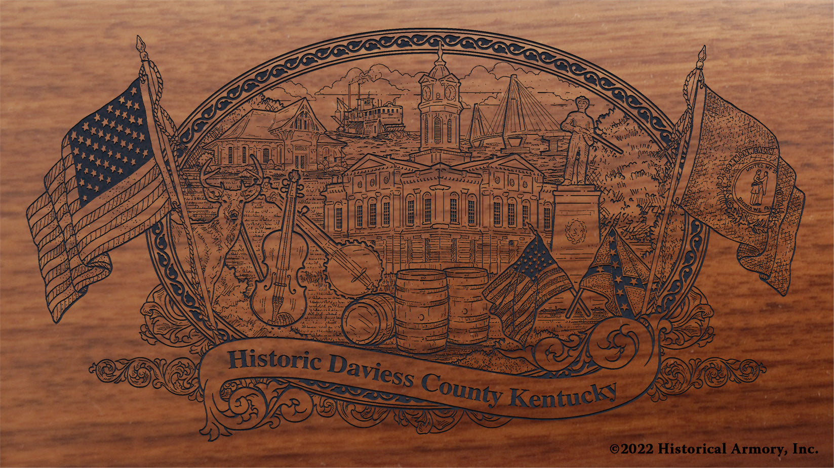 Daviess County Kentucky Engraved Rifle Buttstock