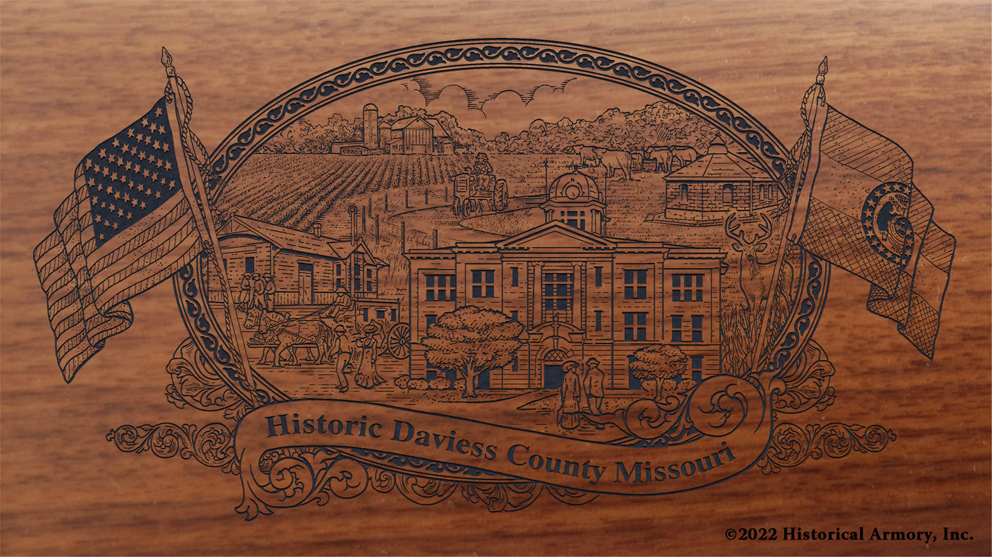 Daviess County Missouri Engraved Rifle Buttstock