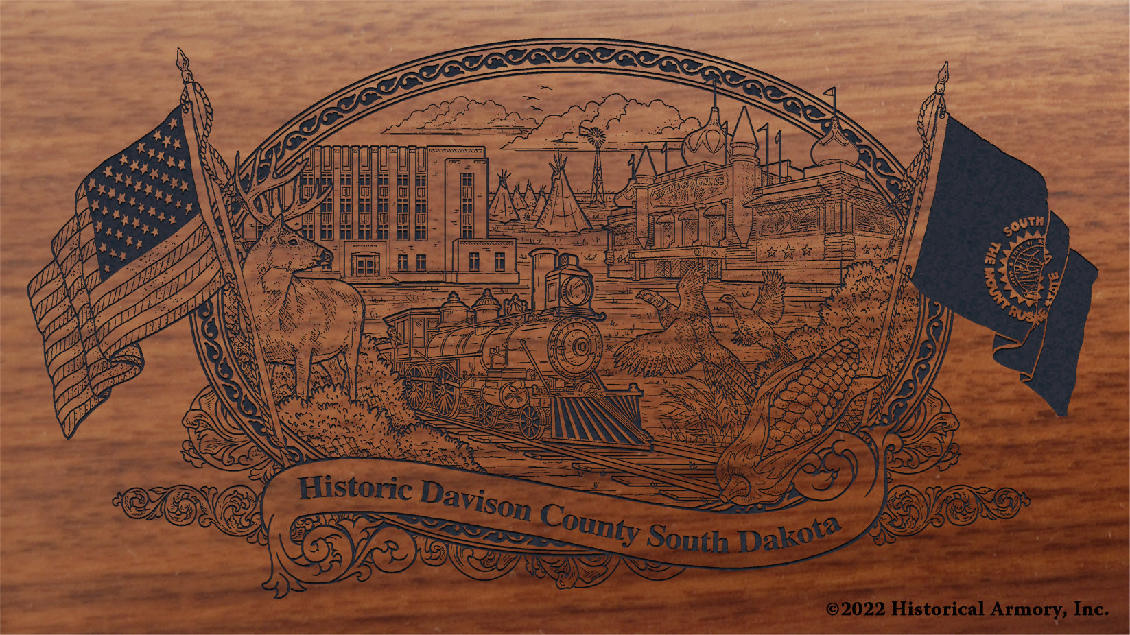 Davison County South Dakota Engraved Rifle Buttstock