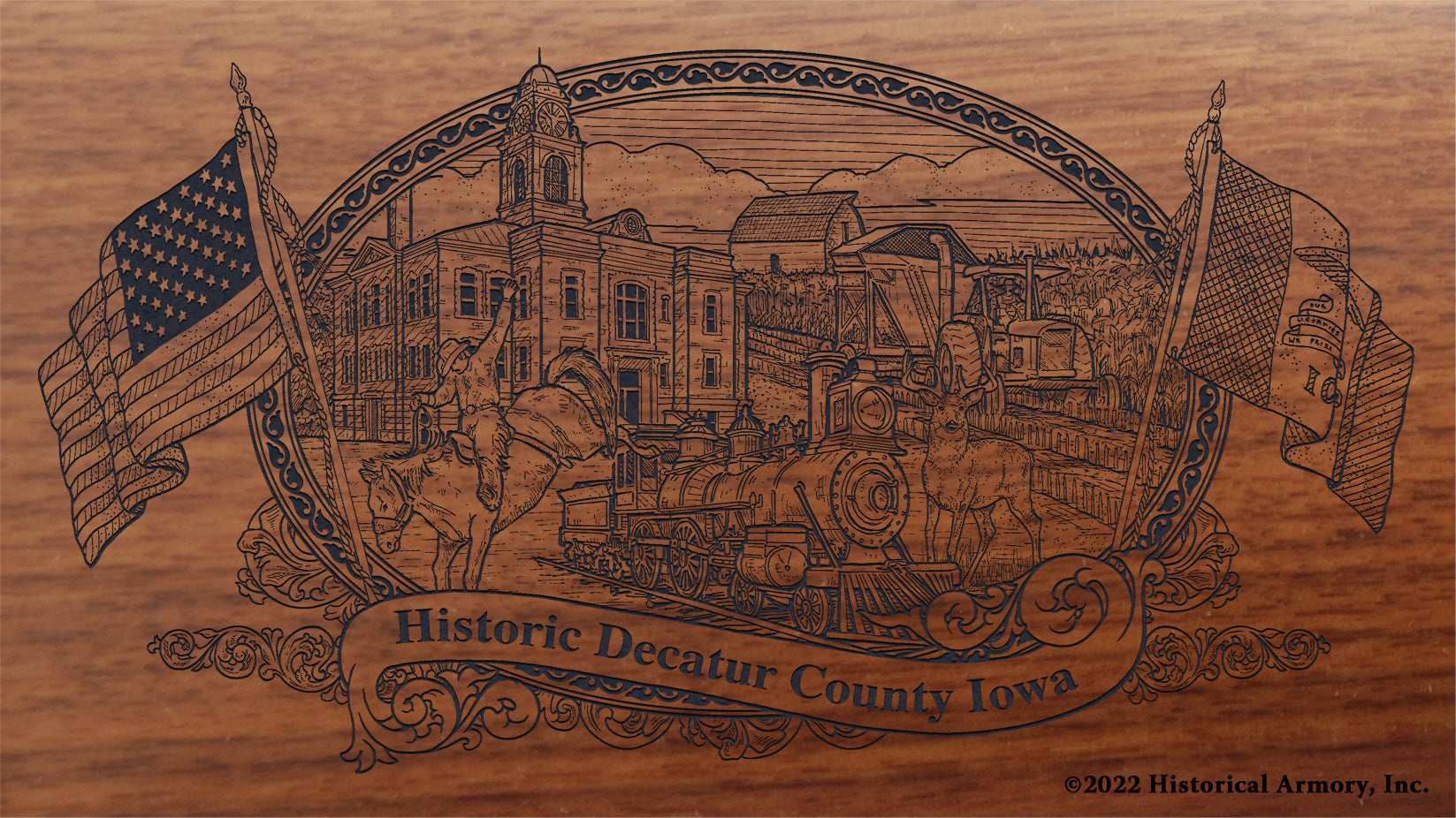 Decatur County Iowa Engraved Rifle Buttstock