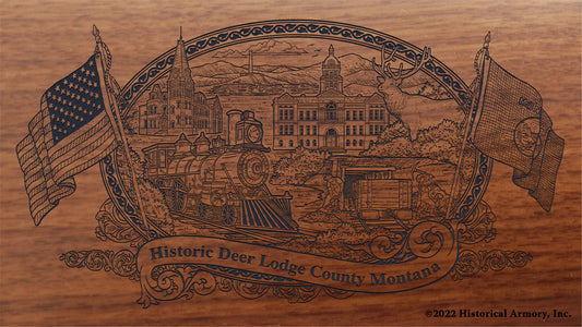 Deer Lodge County Montana Engraved Rifle Buttstock