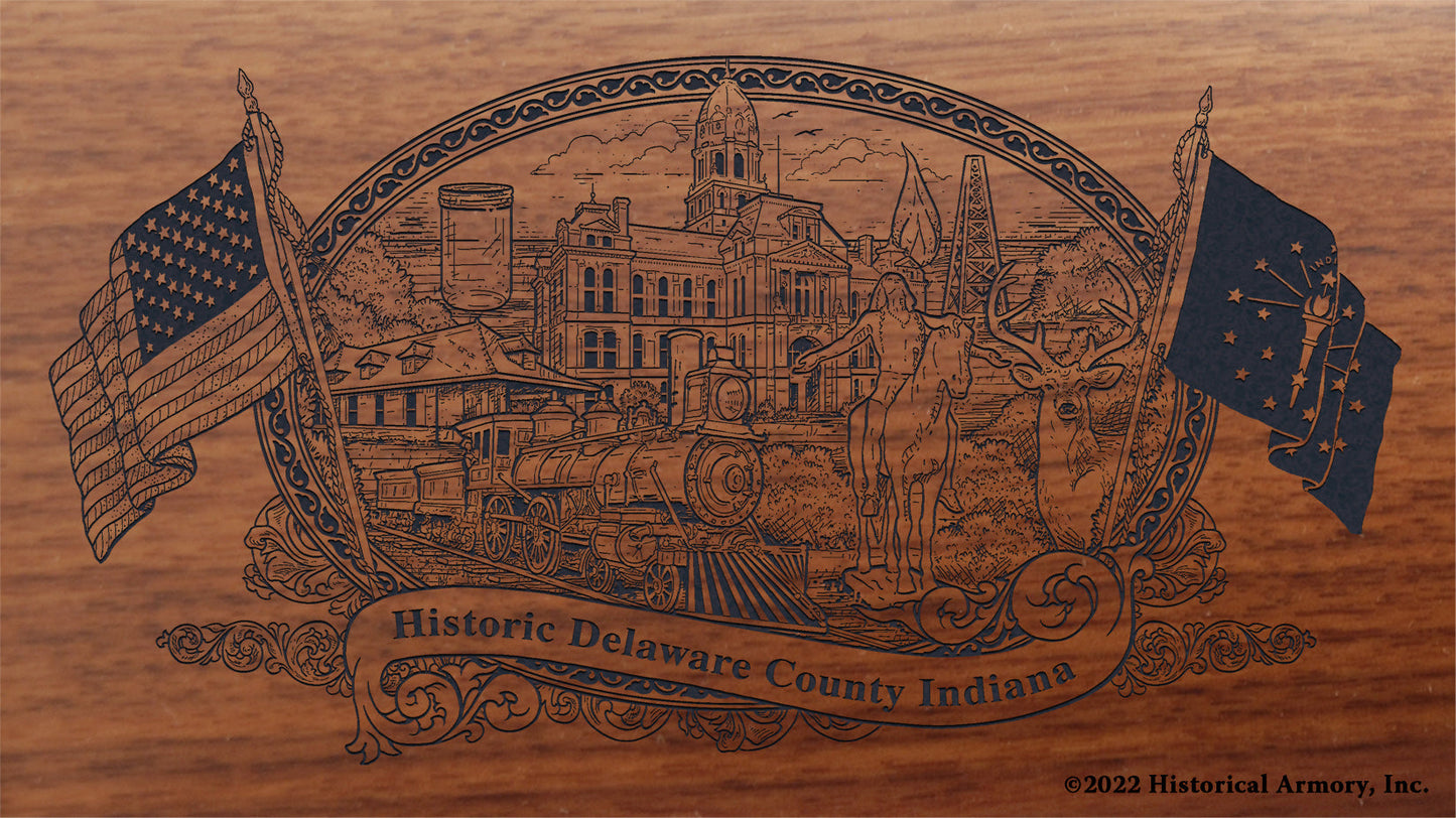 Delaware County Indiana Engraved Rifle Buttstock