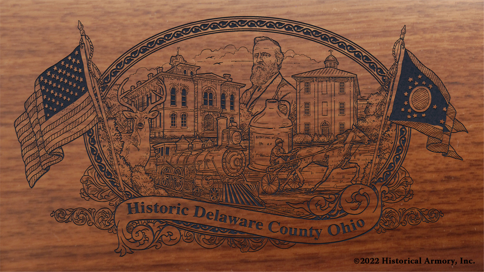 Delaware County Ohio Engraved Rifle Buttstock