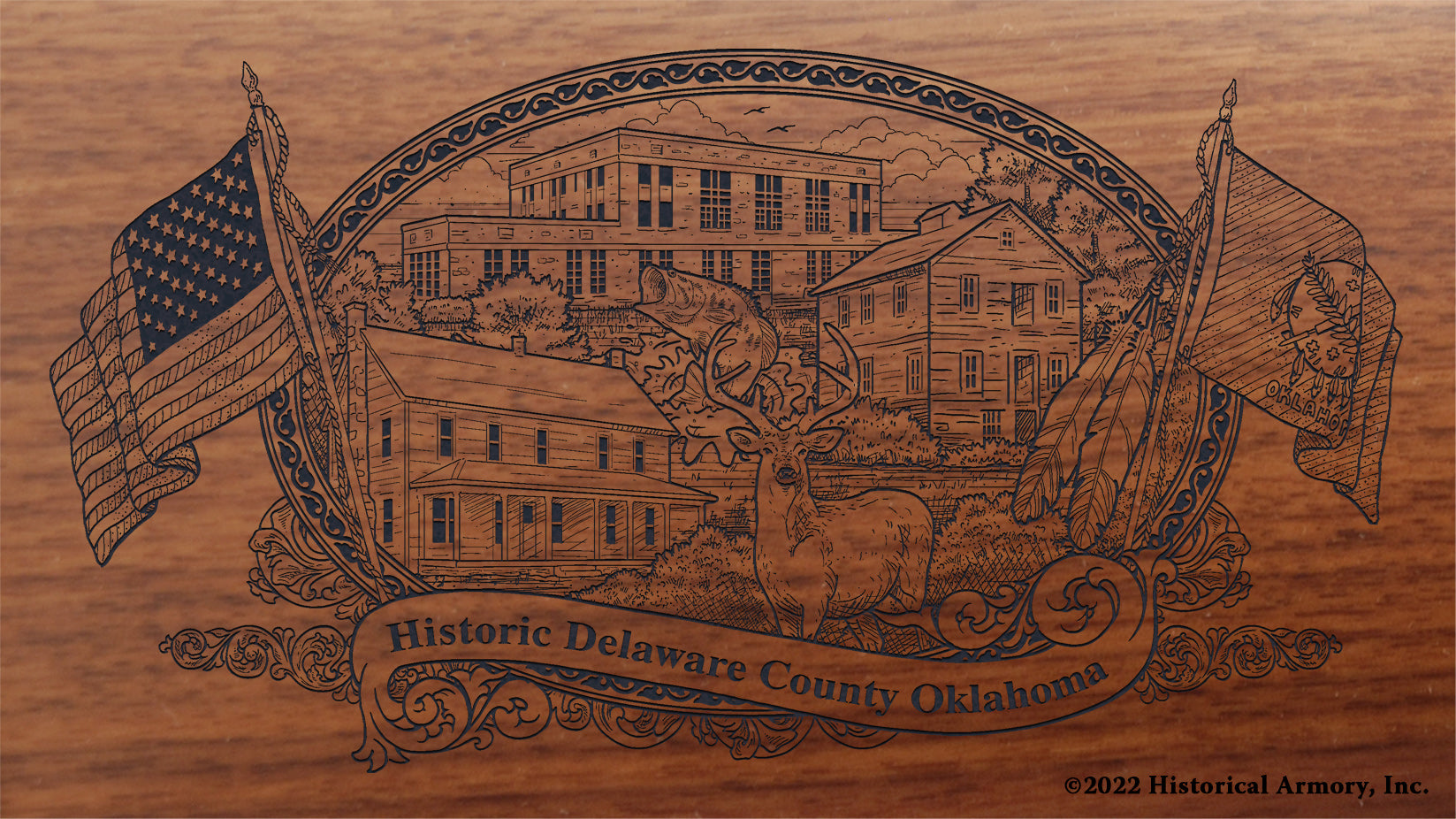Delaware County Oklahoma Engraved Rifle Buttstock