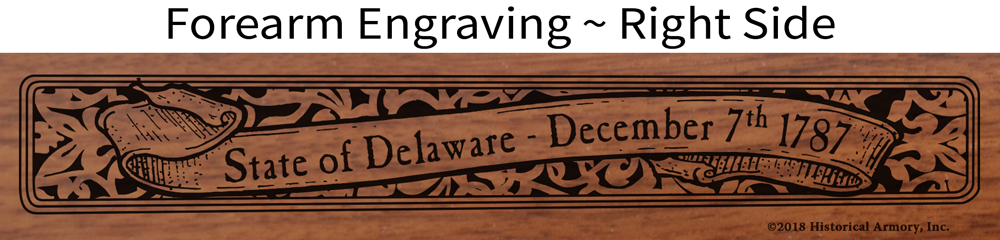 Delaware State Pride Engraved Henry Rifle - Forearm Detail