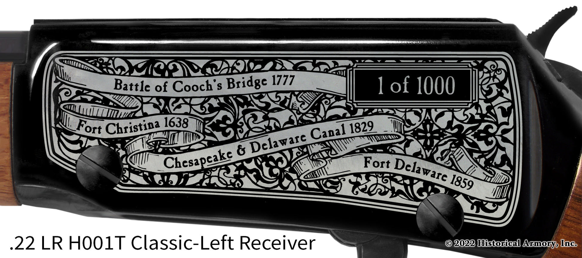 Delaware State Pride Engraved H00T Receiver detail Henry Rifle