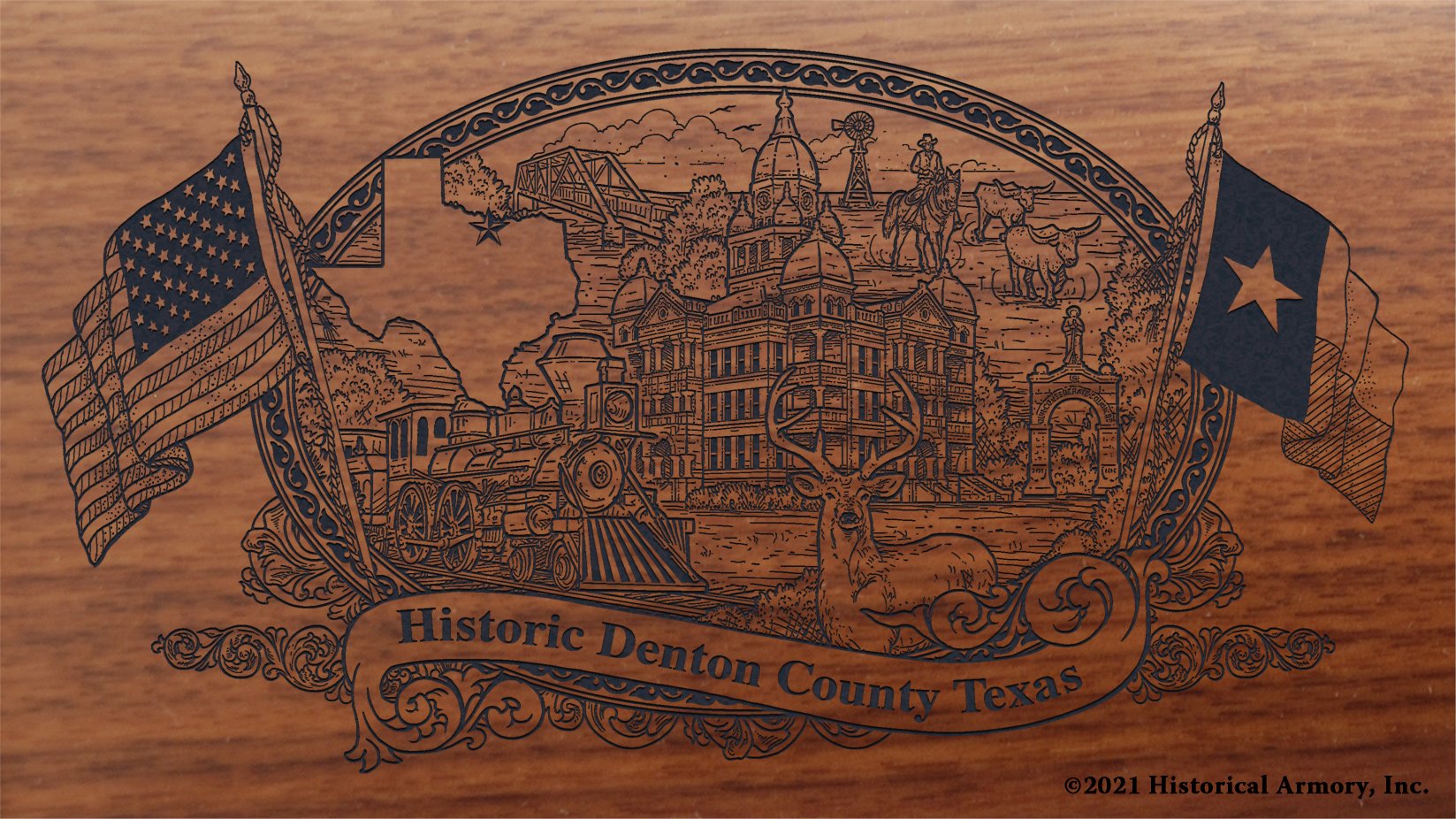 Engraved artwork | History of Denton County Texas | Historical Armory