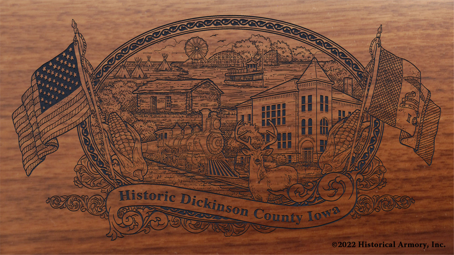 Dickinson County Iowa Engraved Rifle Buttstock