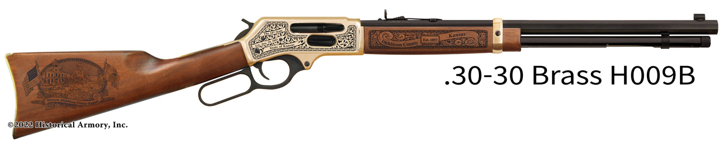 Dickinson County Kansas Engraved Henry .30-30 Brass Side Gate Rifle