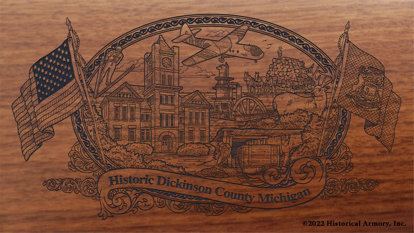 Dickinson County Michigan Engraved Rifle Buttstock