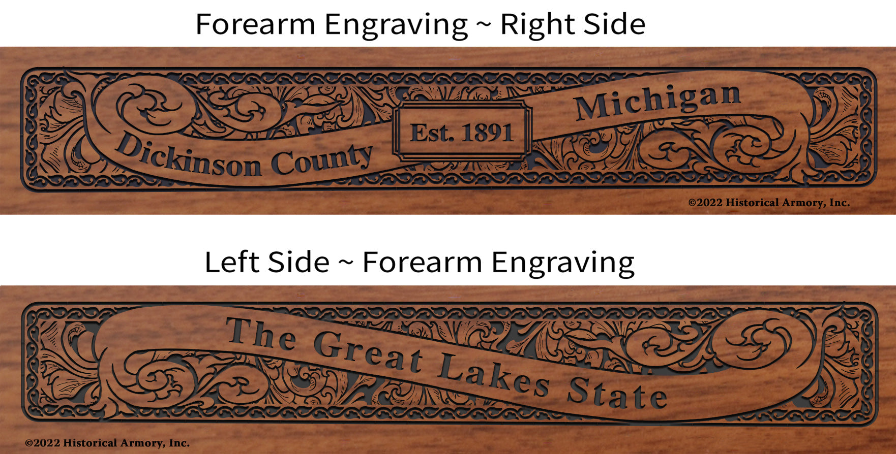 Dickinson County Michigan Engraved Rifle Forearm