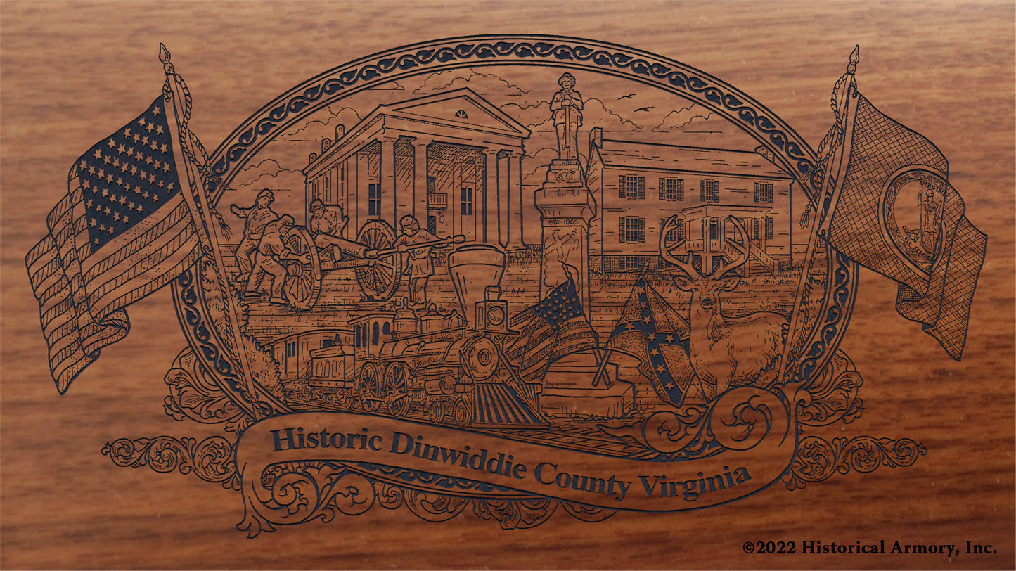 Dinwiddie County Virginia Engraved Rifle Buttstock