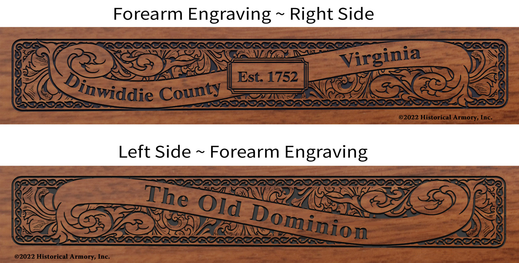 Dinwiddie County Virginia Engraved Rifle Forearm