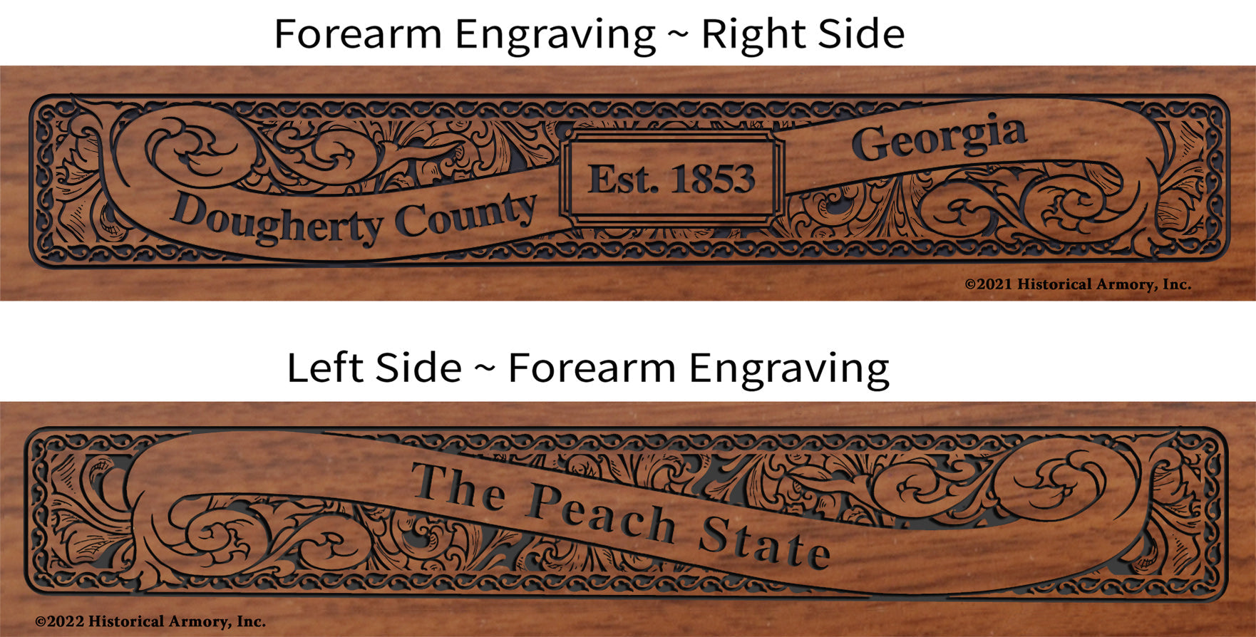 Dougherty County Georgia Establishment and Motto History Engraved Rifle Forearm