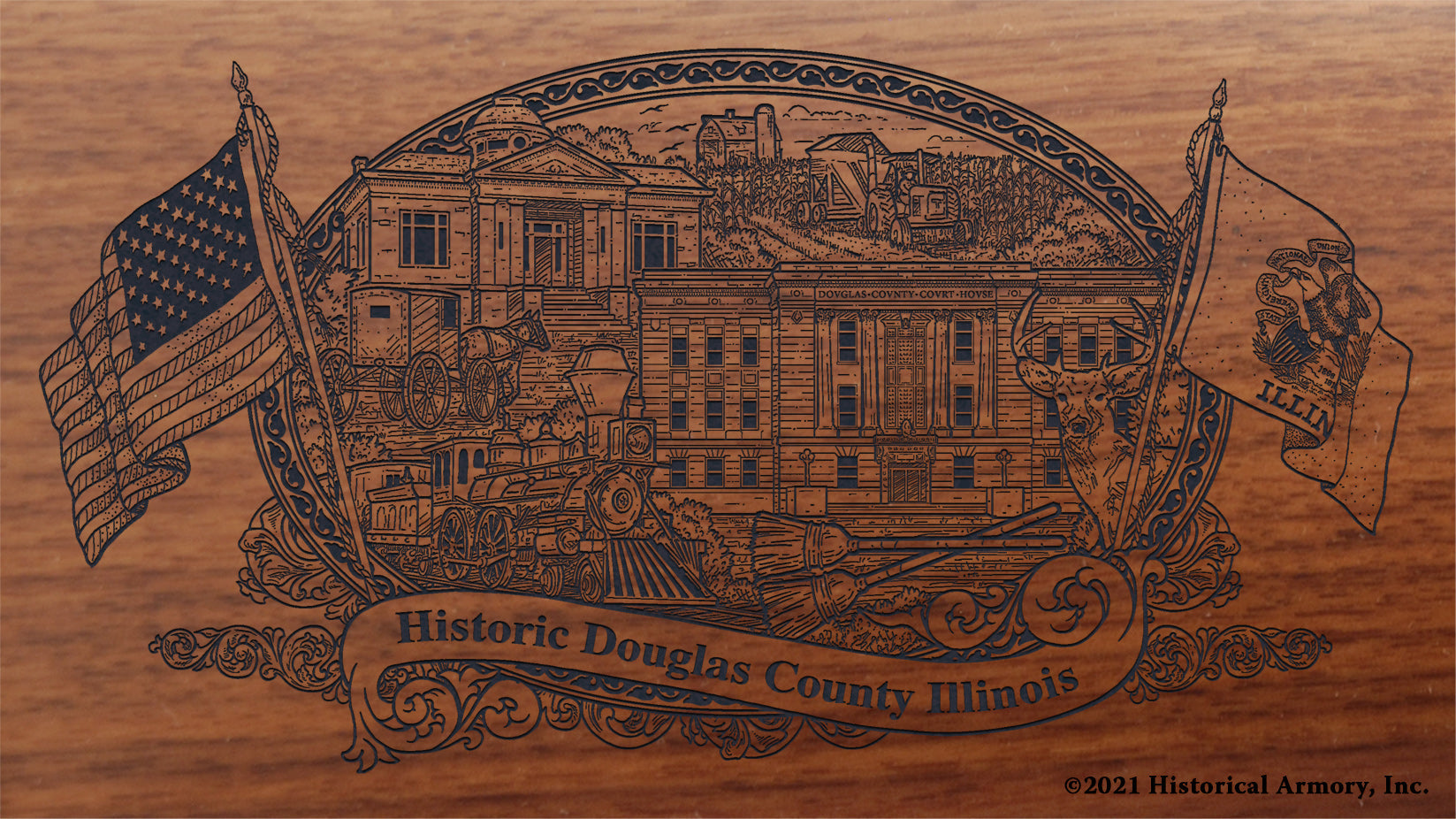 Engraved artwork | History of Douglas County Illinois | Historical Armory
