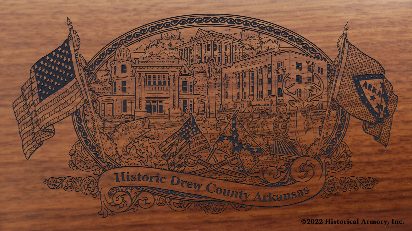 Drew County Arkansas Engraved Rifle Buttstock