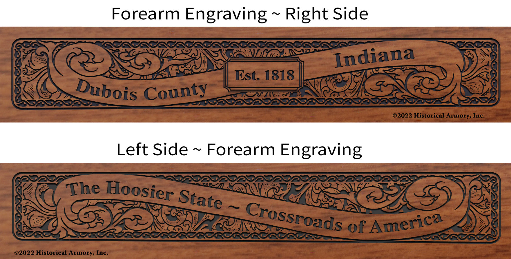 Dubois County Indiana Engraved Rifle Forearm