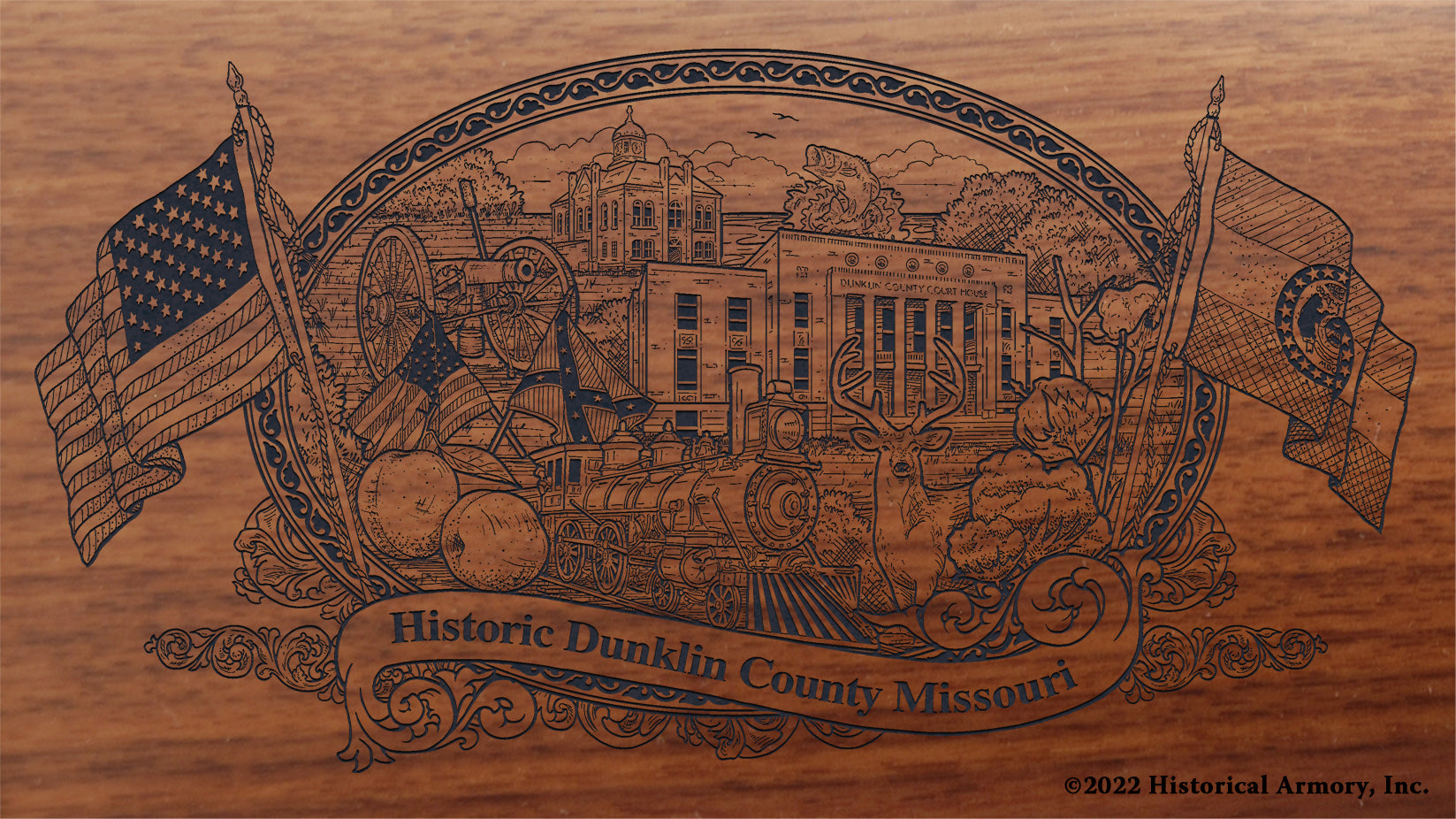 Dunklin County Missouri Engraved Rifle Buttstock