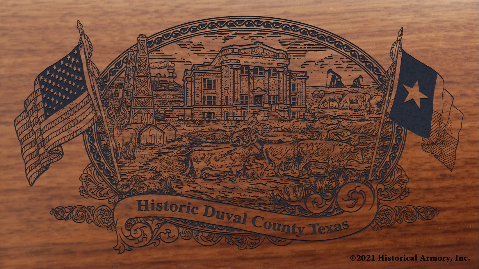 Engraved artwork | History of Duval County Texas | Historical Armory
