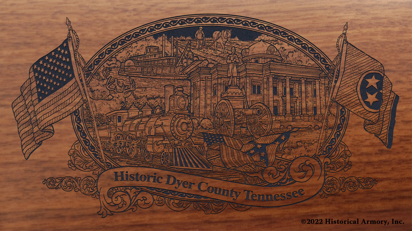 Dyer County Tennessee Engraved Rifle Buttstock