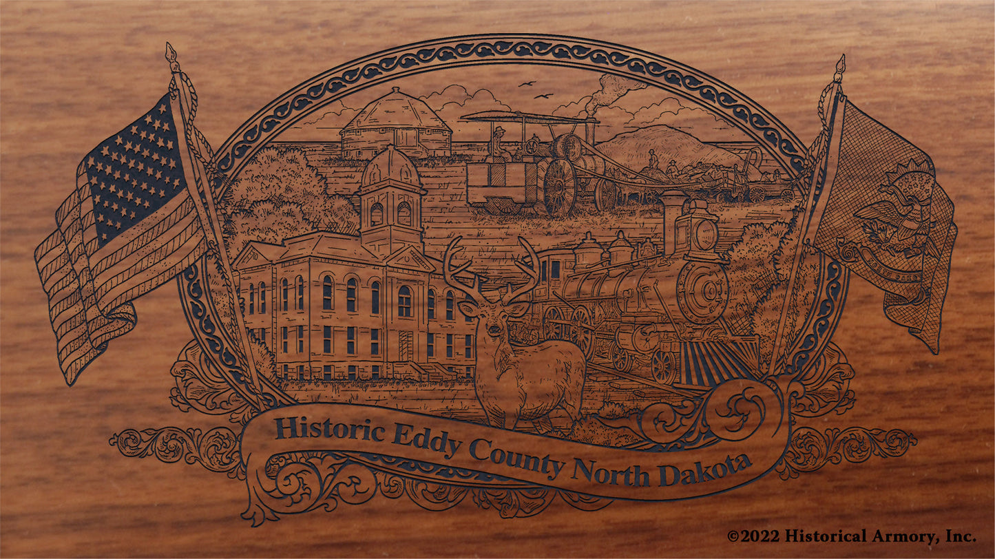 Eddy County North Dakota Engraved Rifle Buttstock