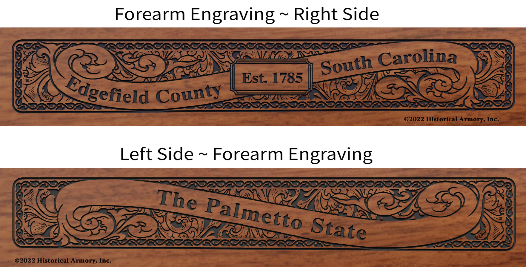 Edgefield County South Carolina Engraved Rifle Forearm