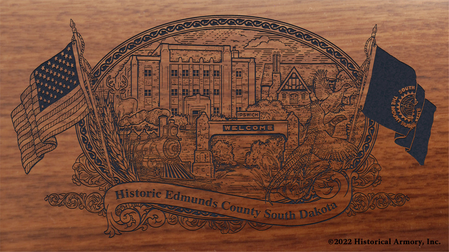 Edmunds County South Dakota Engraved Rifle Buttstock