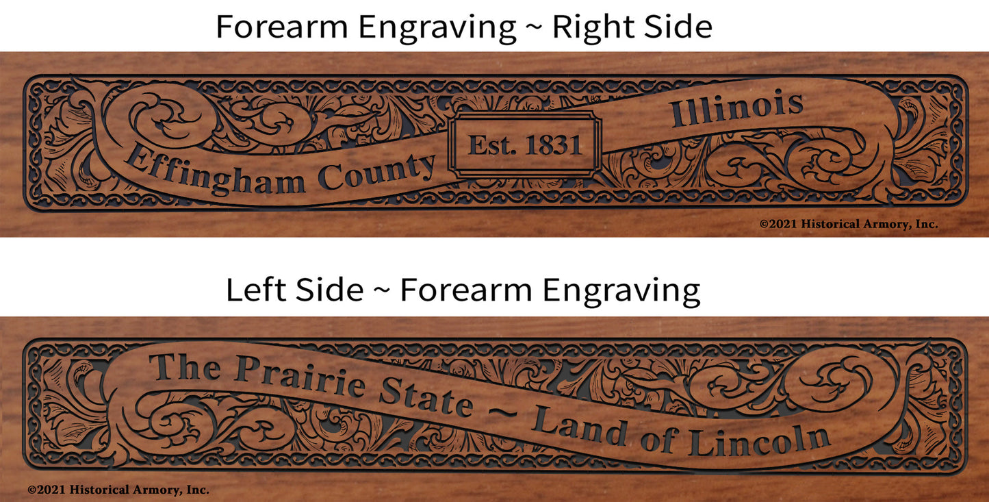 Effingham County Illinois Establishment and Motto History Engraved Rifle Forearm