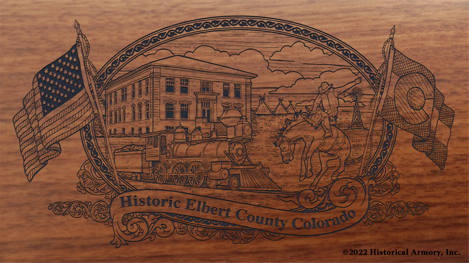 Elbert County Colorado Engraved Rifle Buttstock