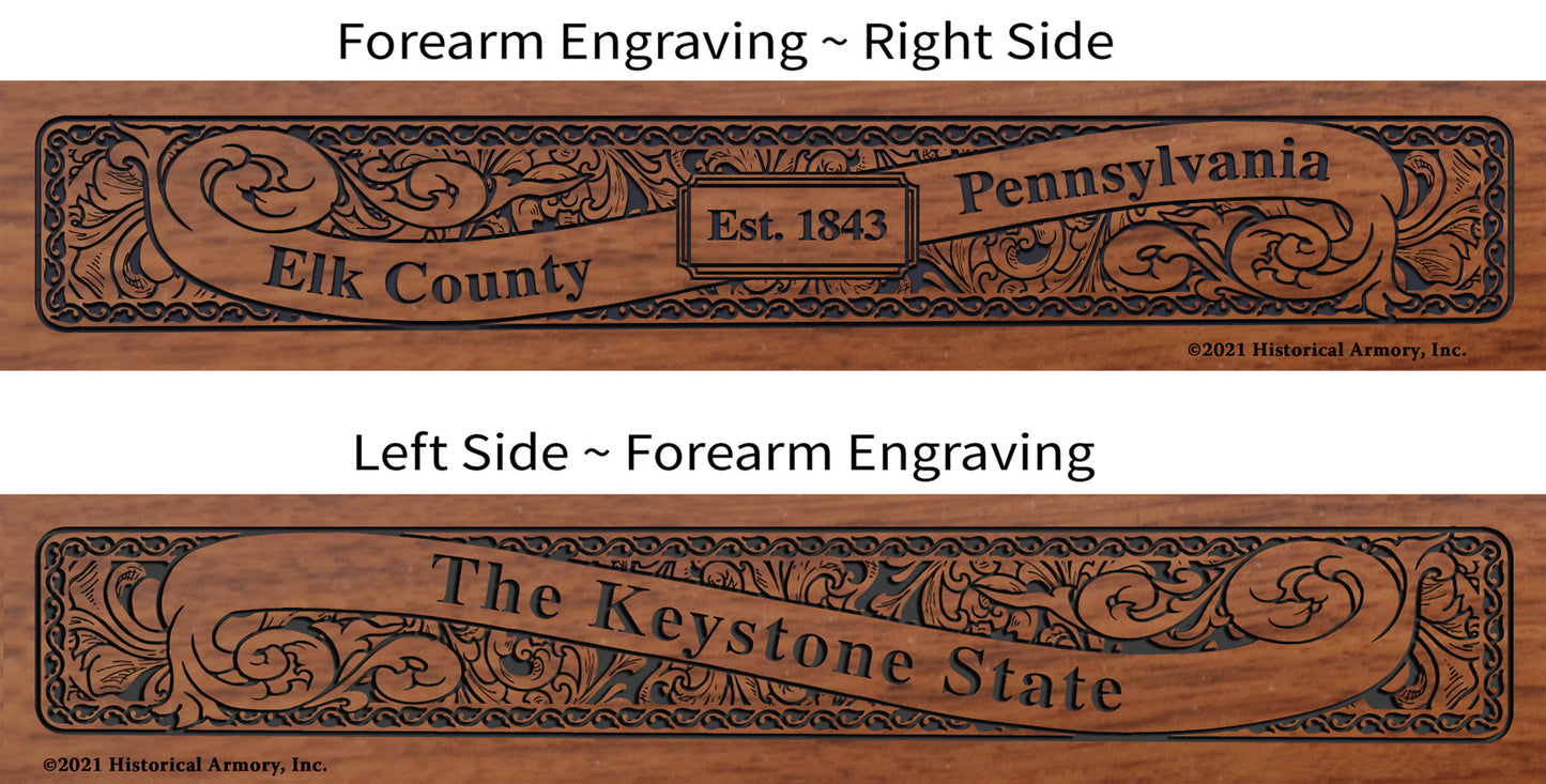 Elk County Pennsylvania Engraved Rifle Forearm