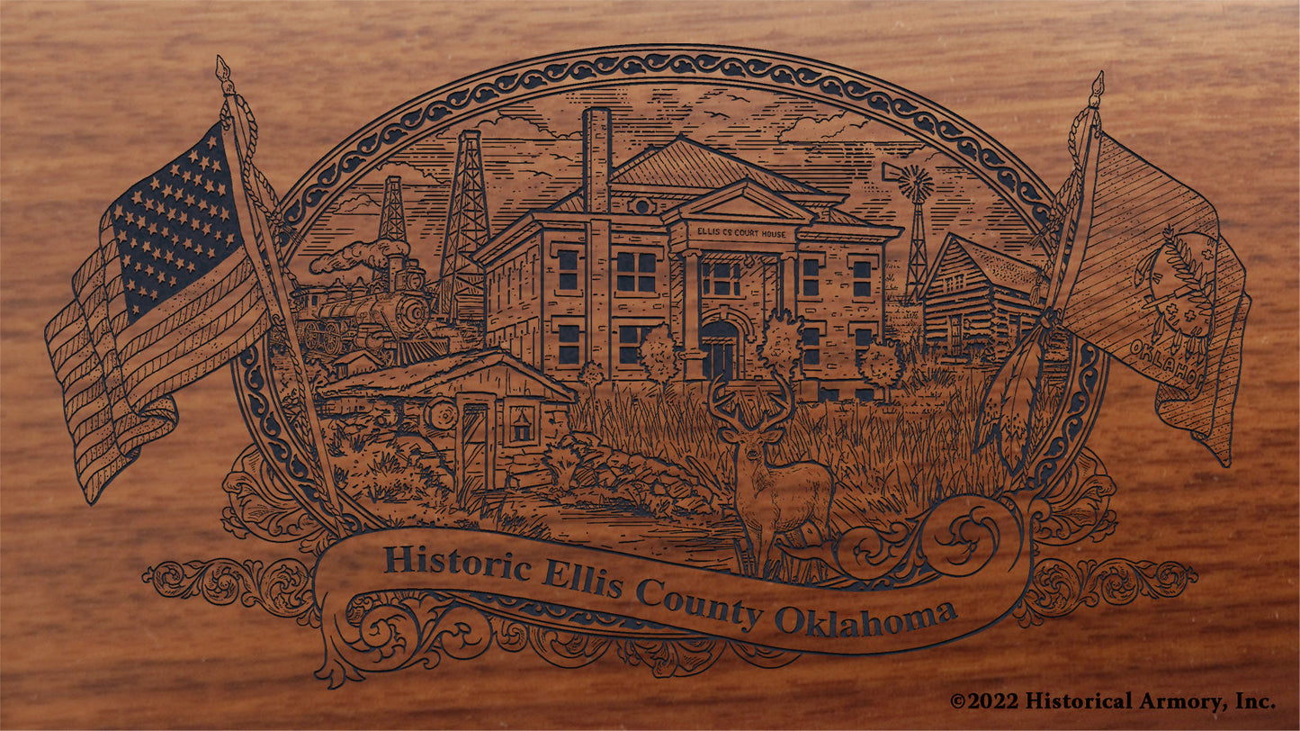 Ellis County Oklahoma Engraved Rifle Buttstock