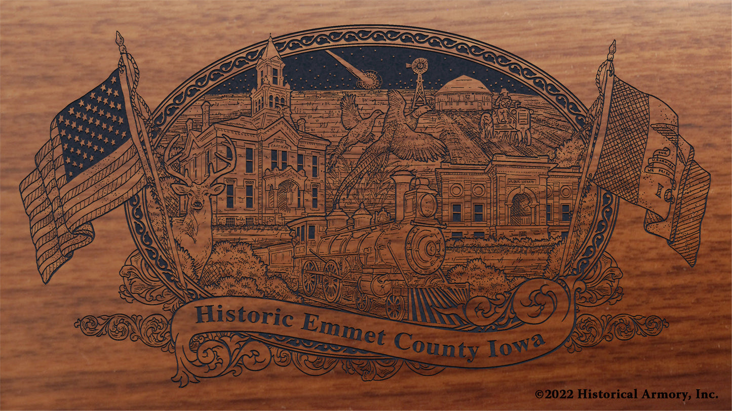 Emmet County Iowa Engraved Rifle Buttstock