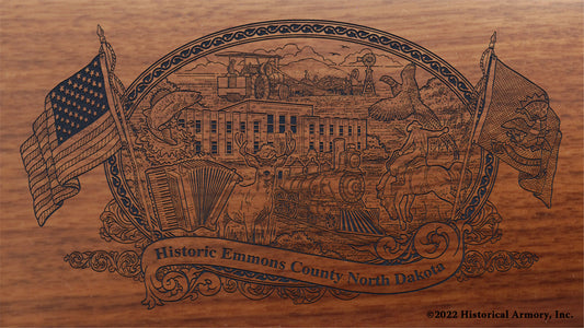 Emmons County North Dakota Engraved Rifle Buttstock