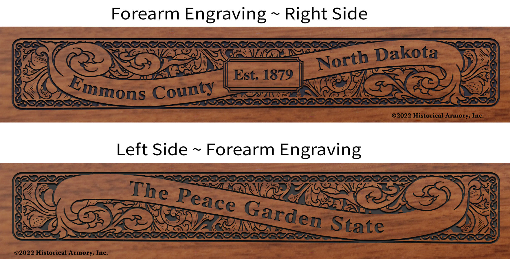 Emmons County North Dakota Engraved Rifle Forearm