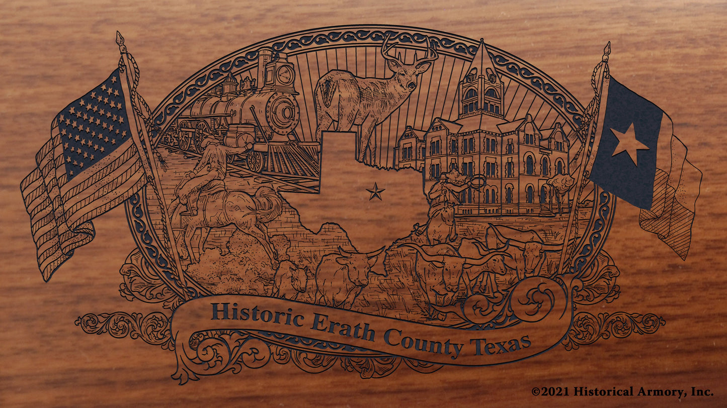 Erath County Texas Engraved Rifle Buttstock