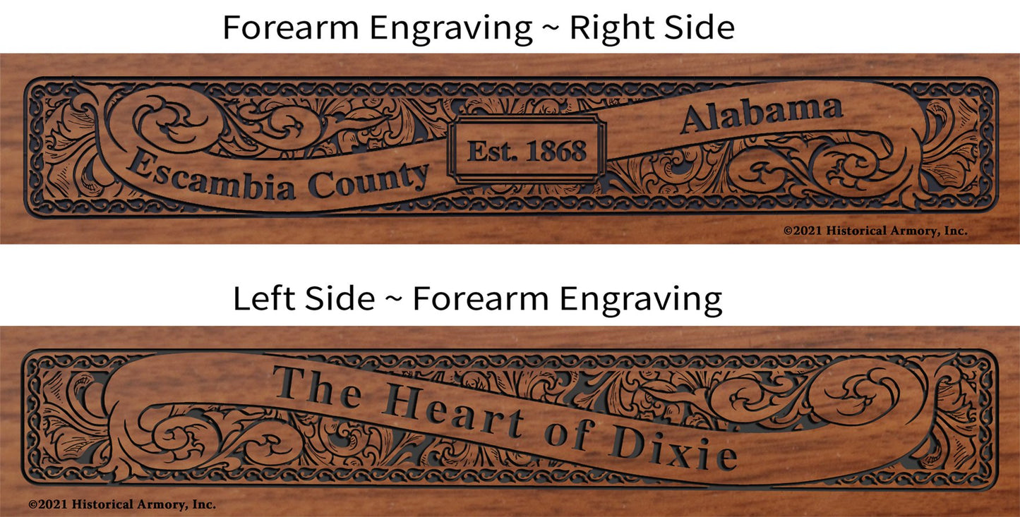 Escambia County Alabama Establishment and Motto History Engraved Rifle Forearm