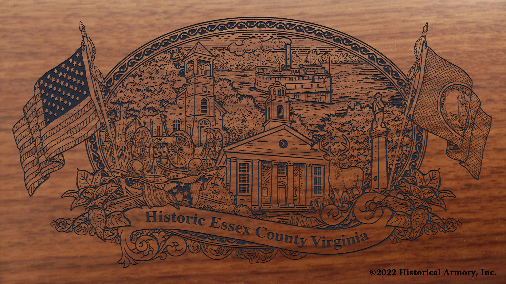 Essex County Virginia Engraved Rifle Buttstock
