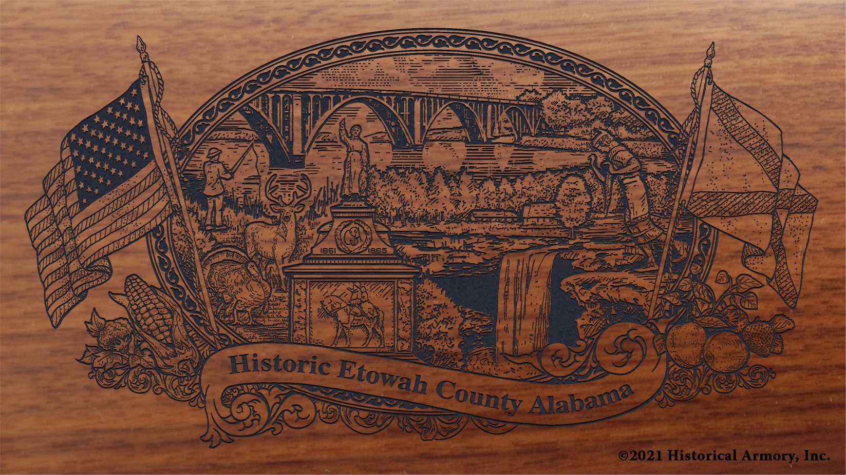 Engraved artwork | History of Etowah County Alabama | Historical Armory