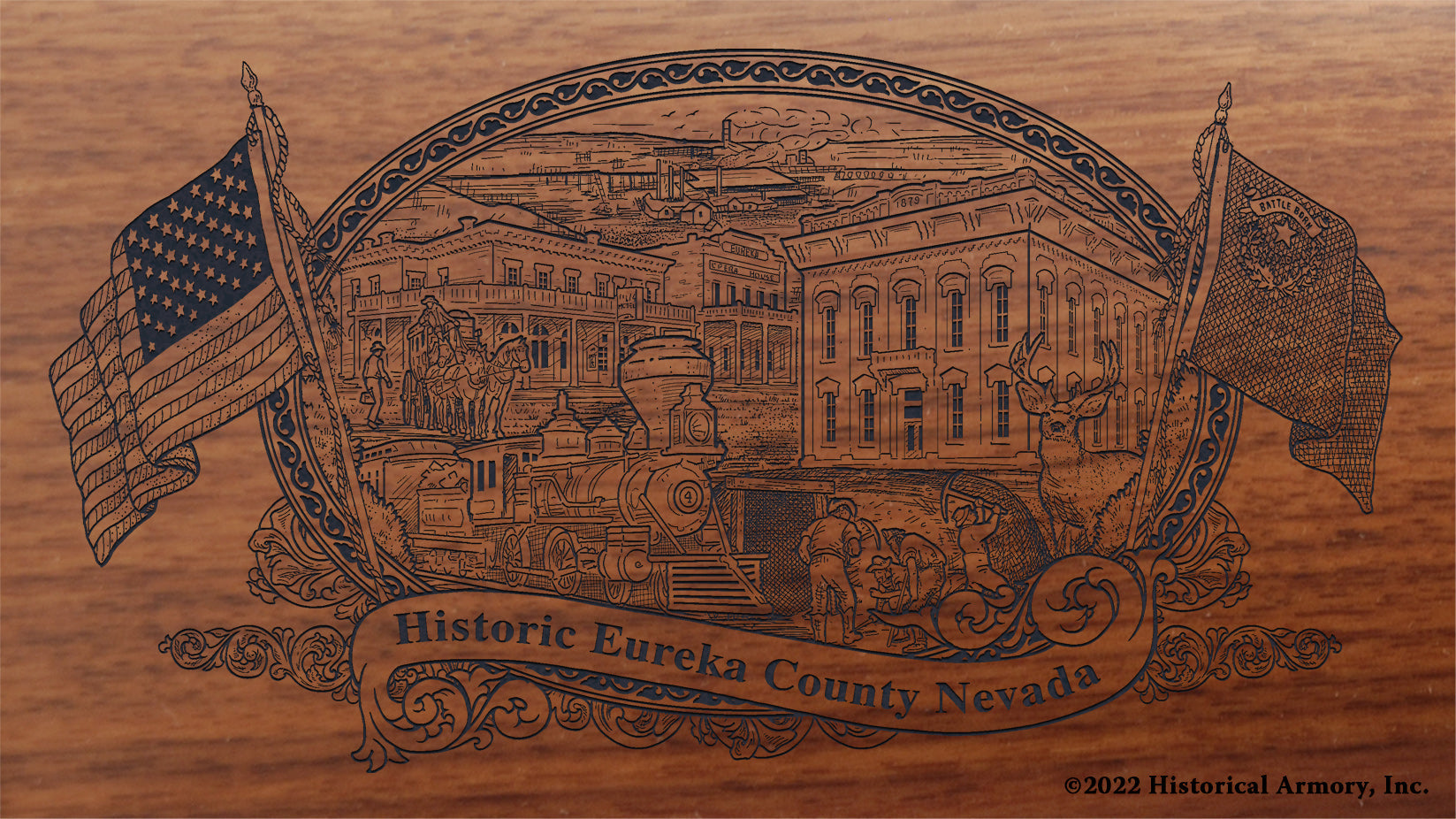 Eureka County Nevada Engraved Rifle Buttstock