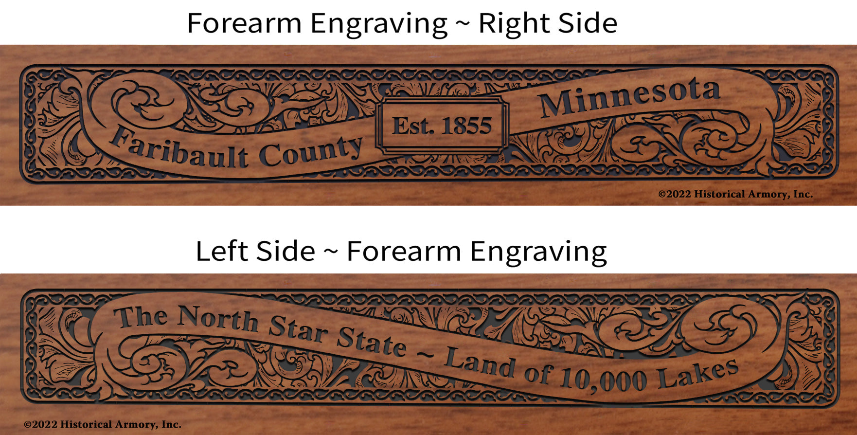 Faribault County Minnesota Engraved Rifle Forearm