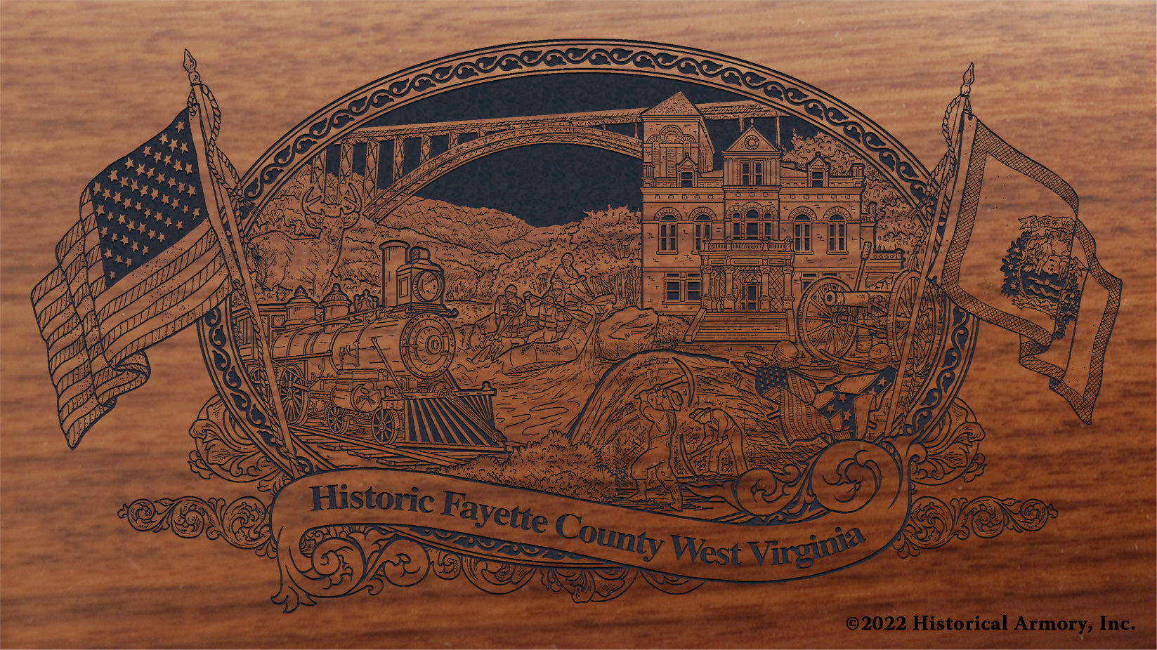 Fayette County West Virginia Engraved Rifle Buttstock