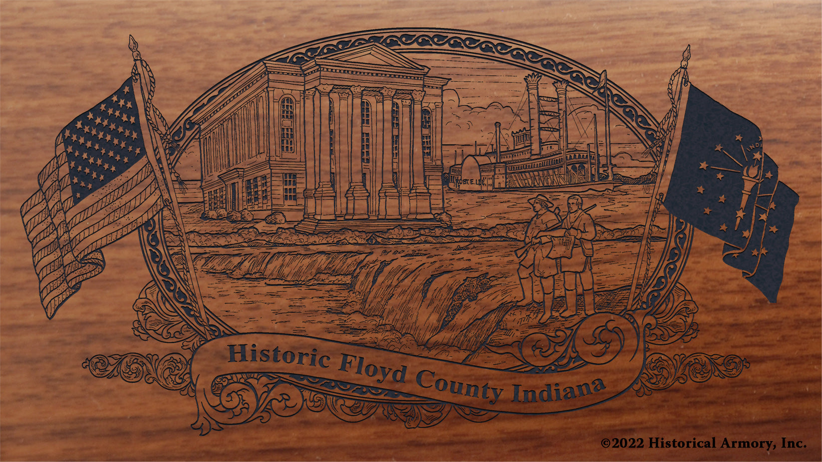 Floyd County Indiana Engraved Rifle Buttstock