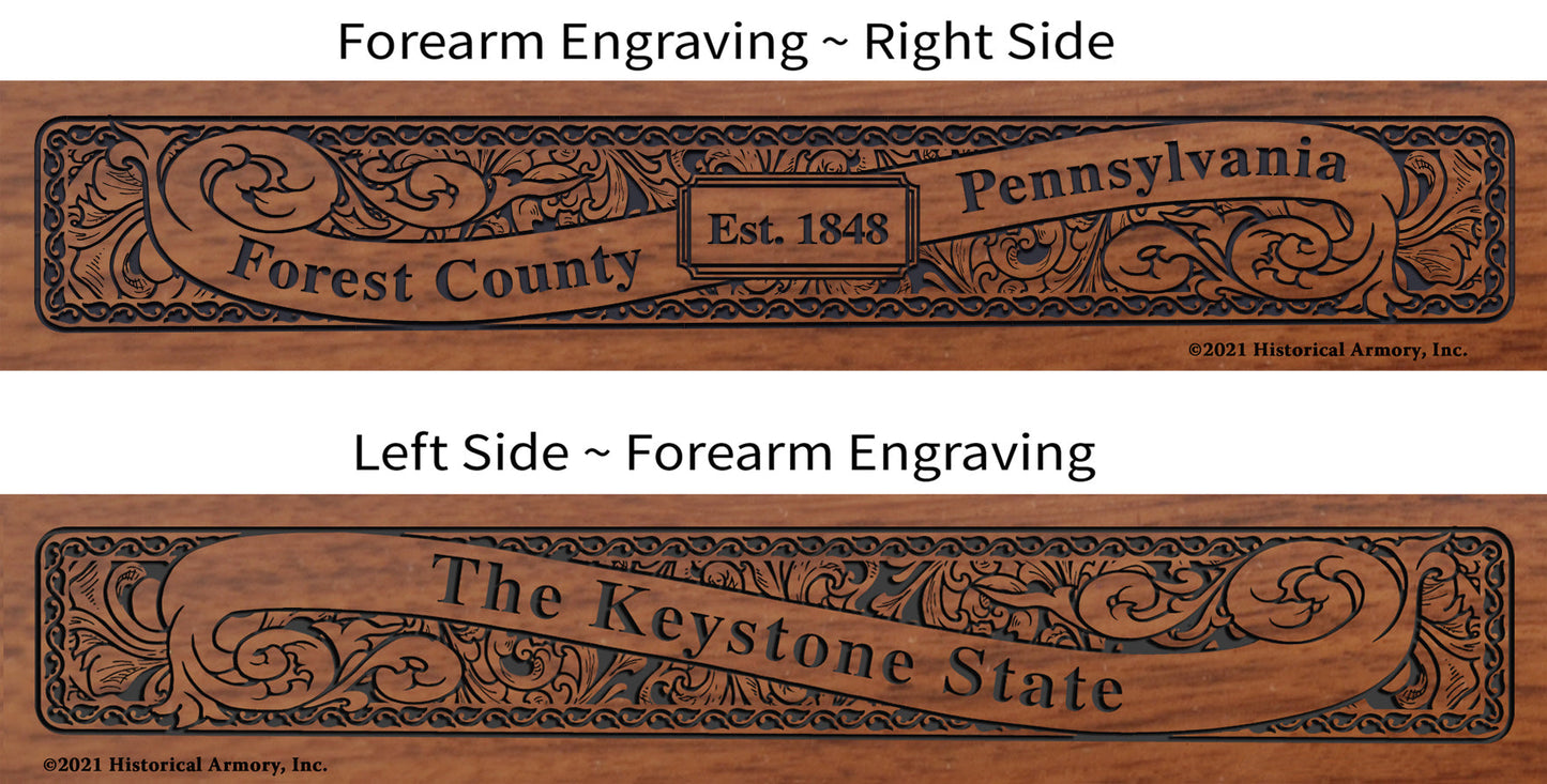 Forest County Pennsylvania Engraved Rifle Forearm