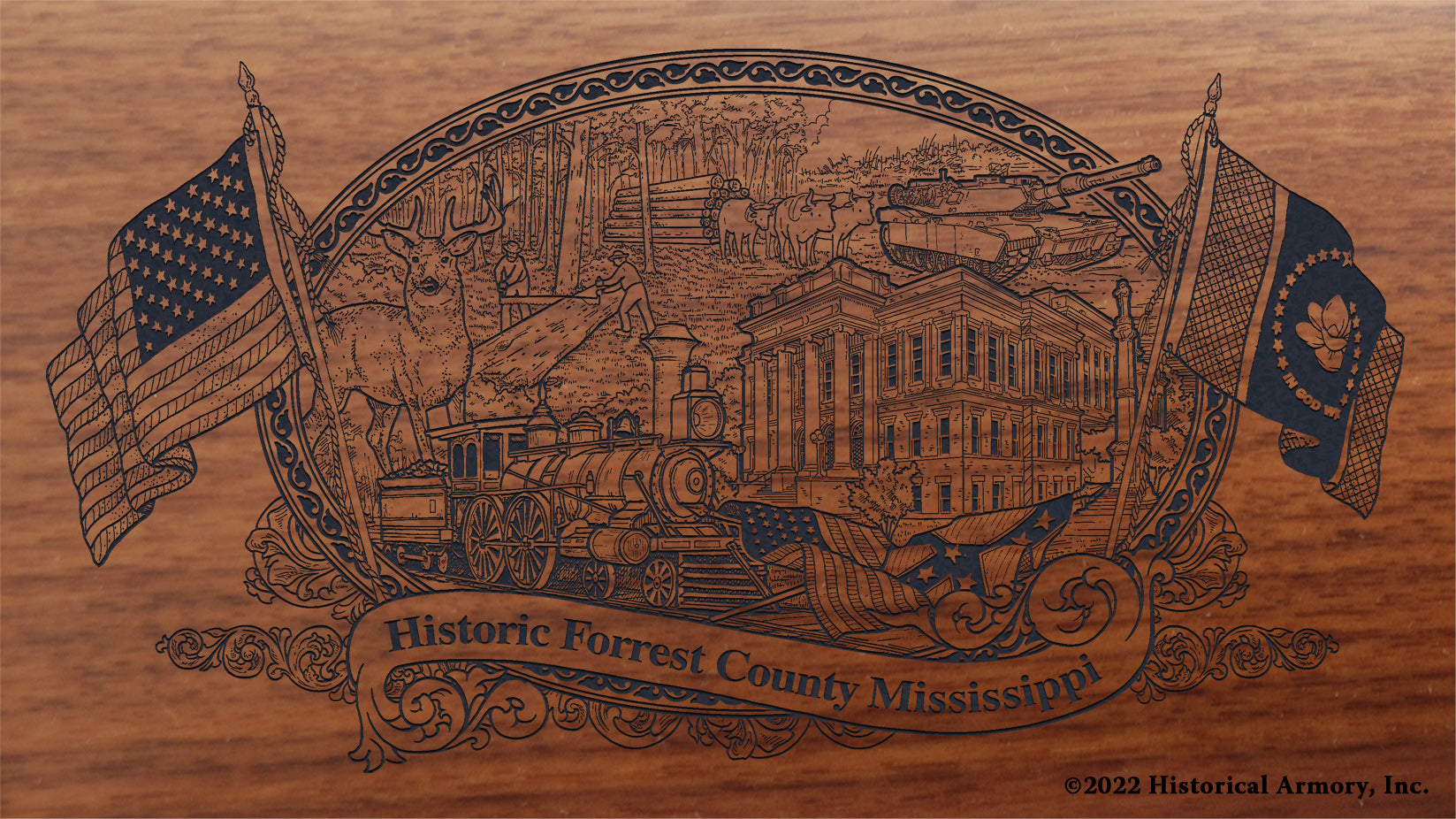 Forrest County Mississippi Engraved Rifle Buttstock