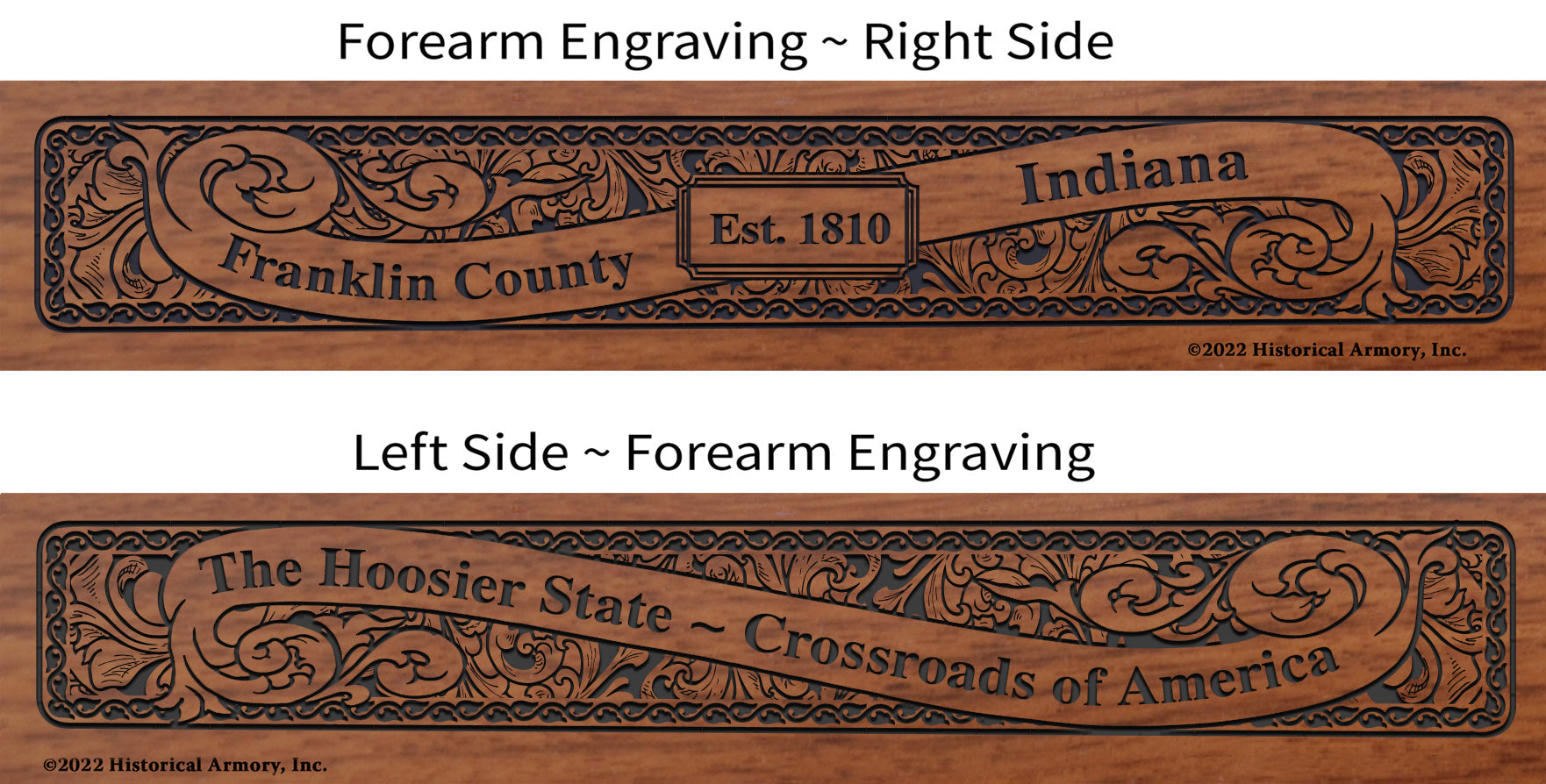 Franklin County Indiana Engraved Rifle Forearm