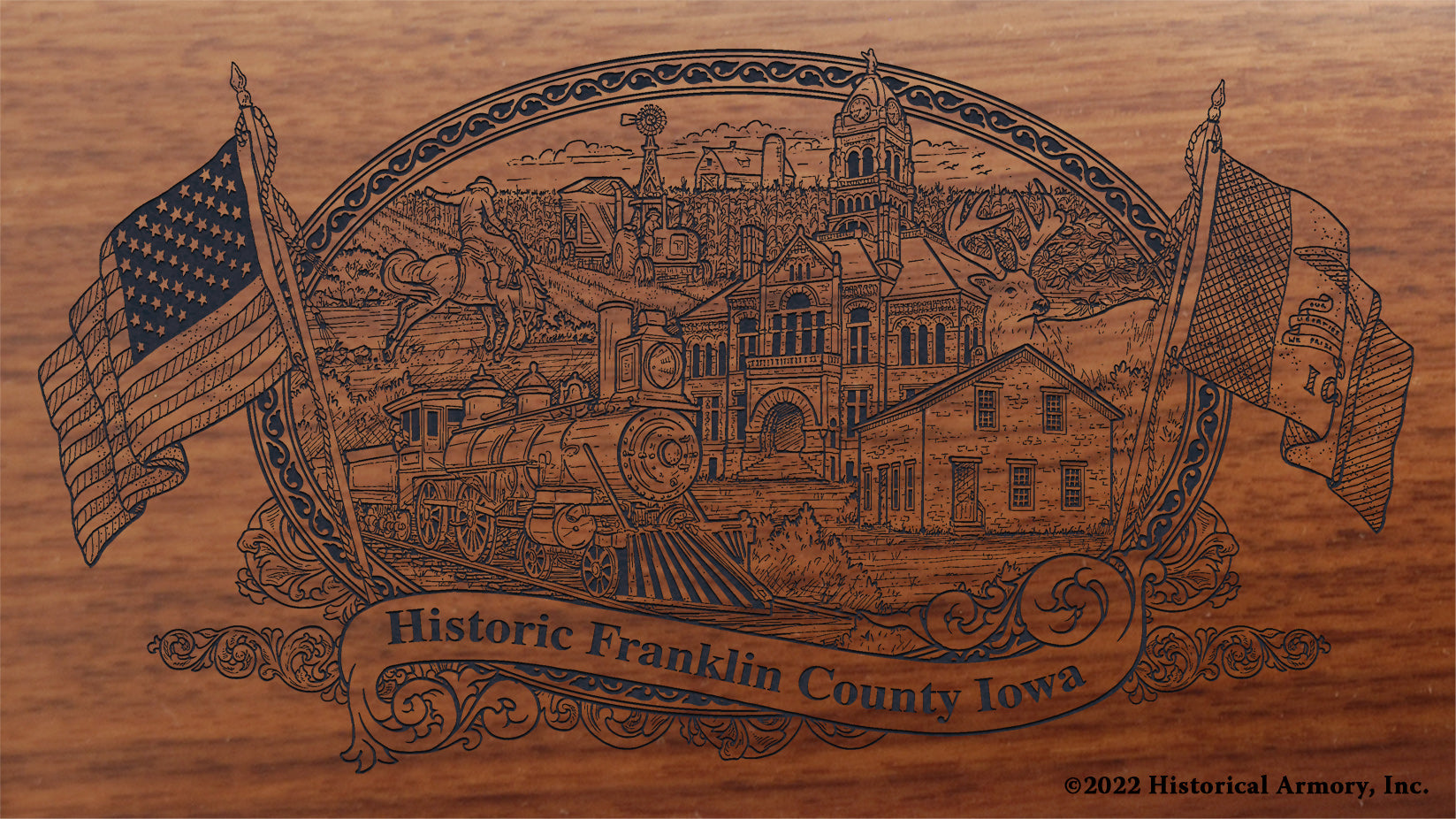 Franklin County Iowa Engraved Rifle Buttstock