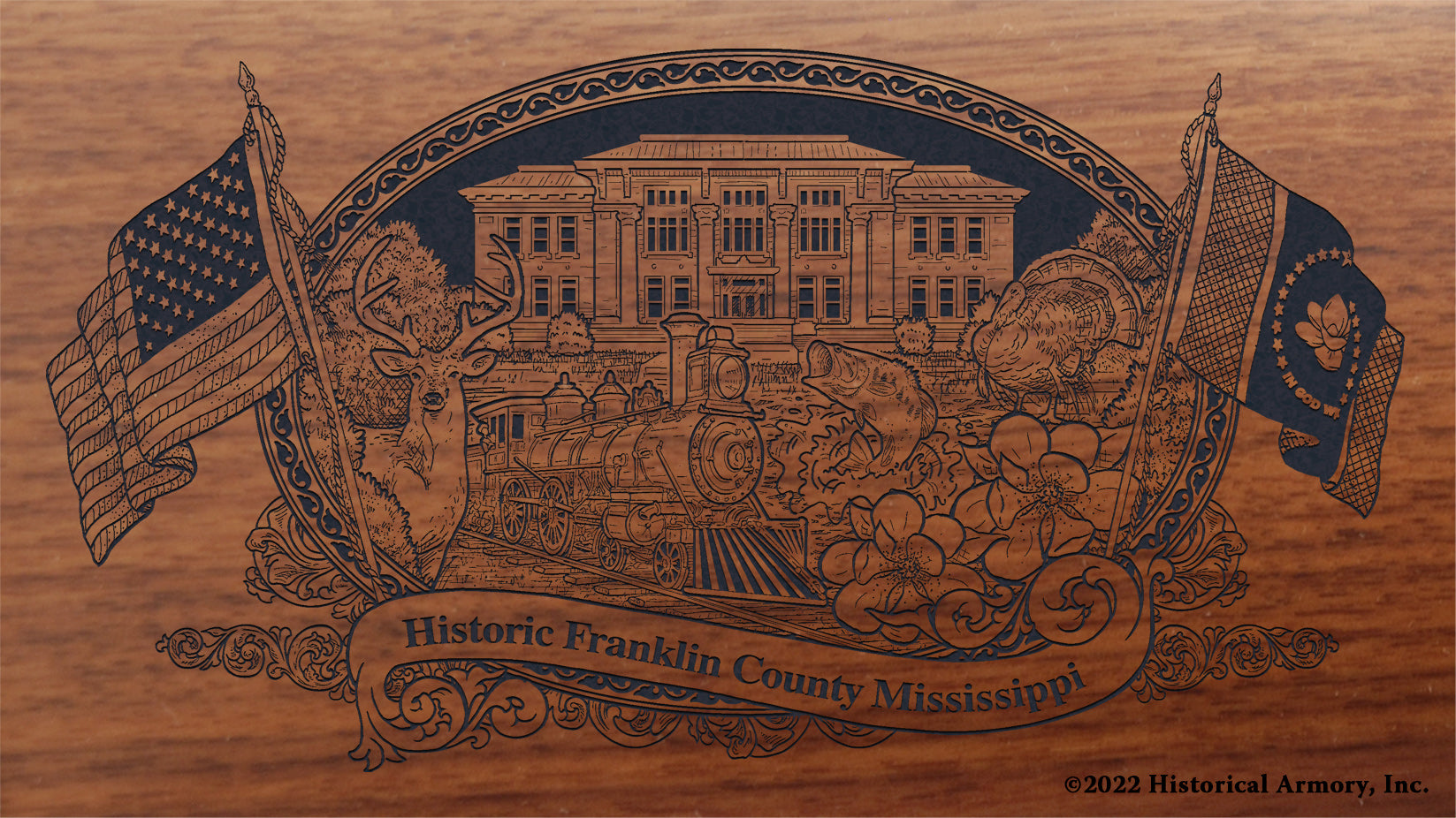 Franklin County Mississippi Engraved Rifle Buttstock